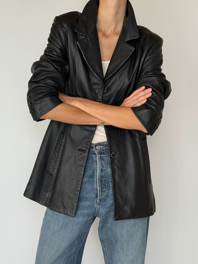 Vintage Leather Jacket Black 6202