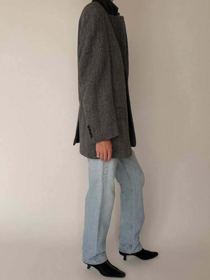 Vintage Herringbone Pure Wool Blazer