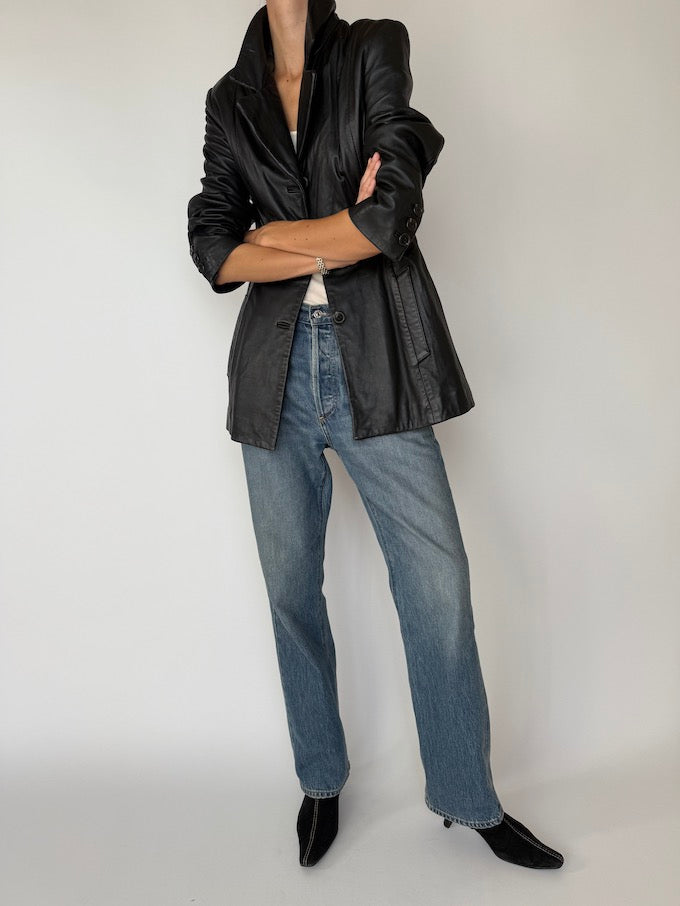 Vintage Leather Jacket Black 6202