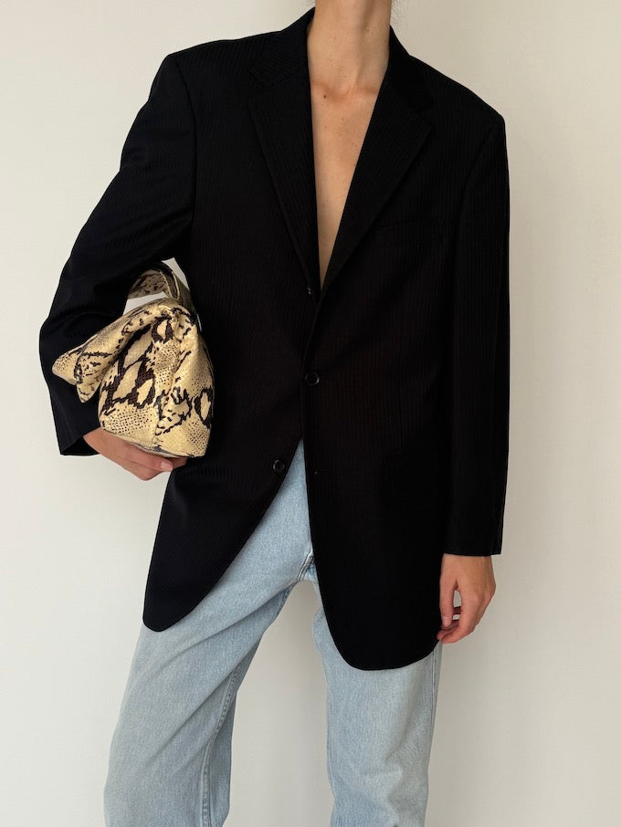 Vintage Pinstripe Blazer Black 6643