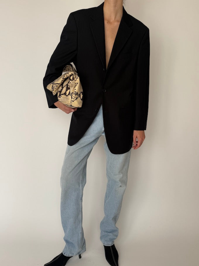 Vintage Pinstripe Blazer Black 6643