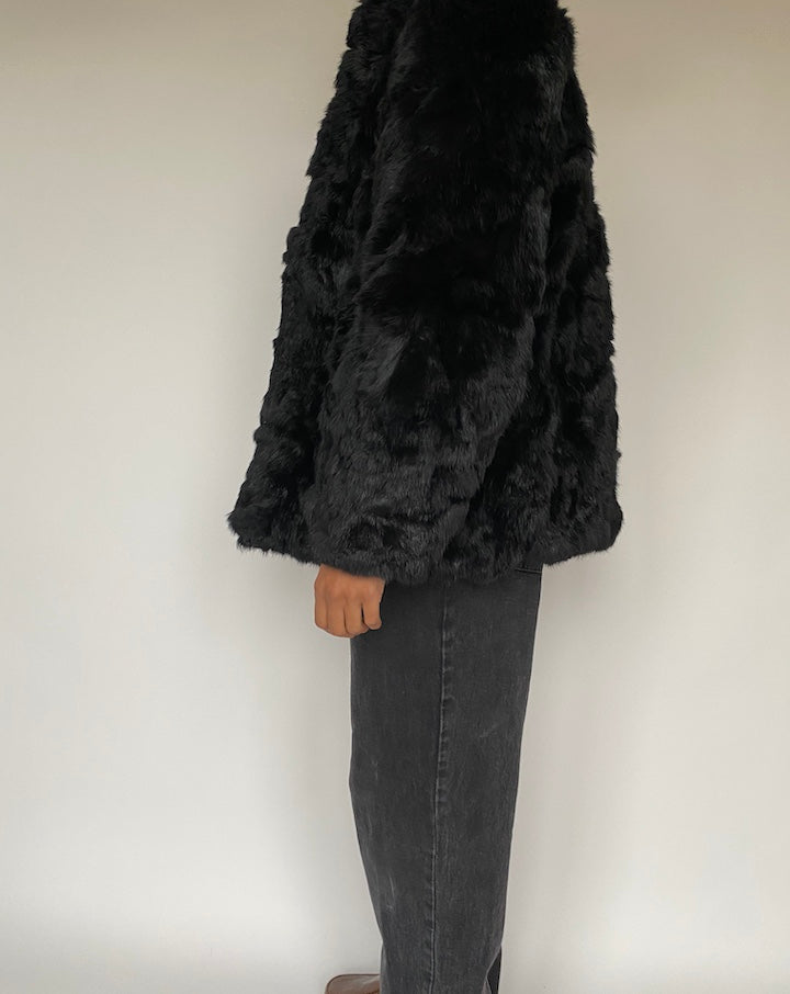 VINTAGE BLACK FUR JACKET 1303 3