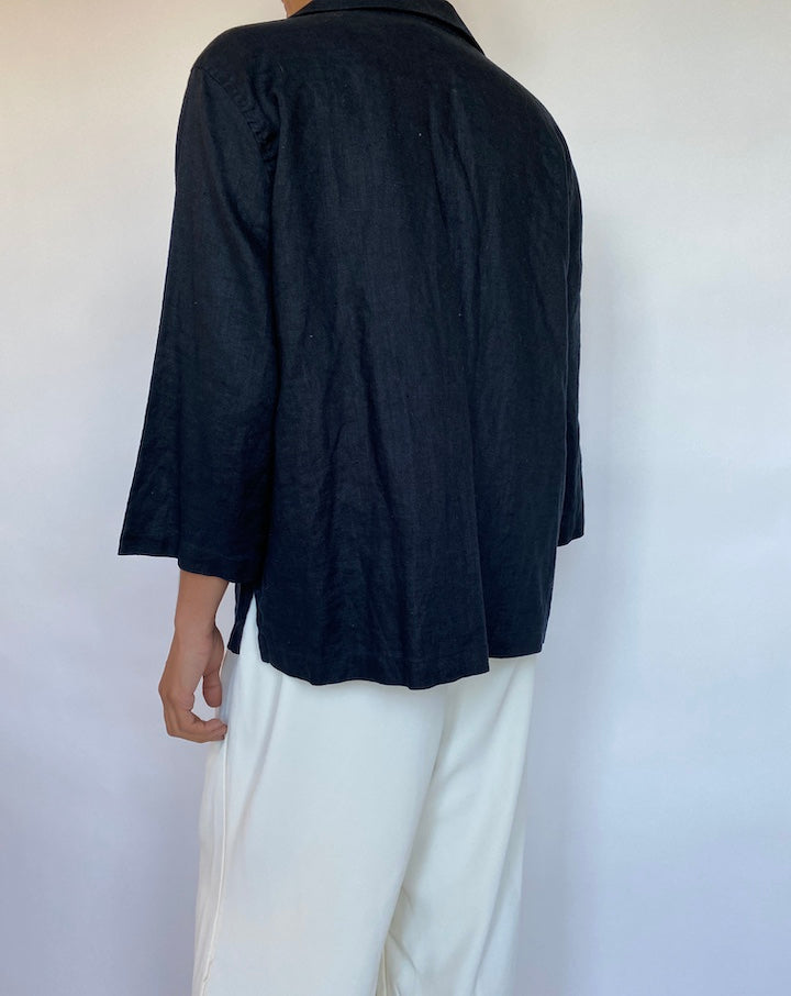 VINAGE BLACK LINEN SHIRT 684