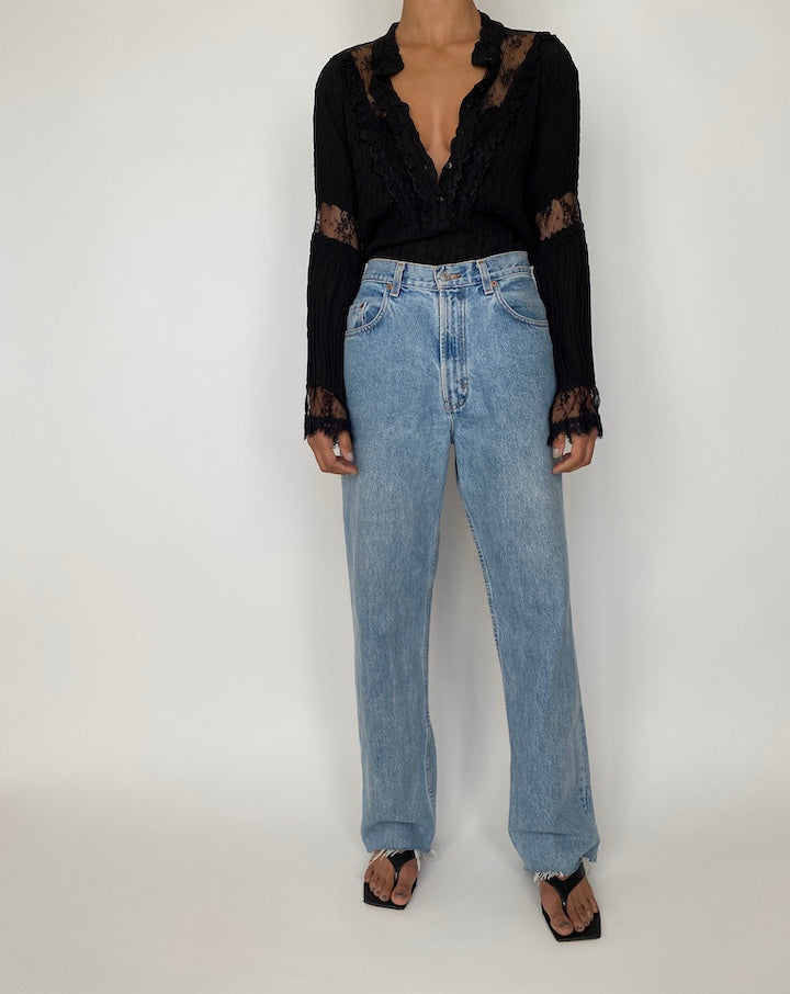 VINTAGE PLEATED BLACK TOP 2417