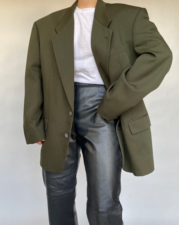 VINTAGE OVERSIZED DARK GREEN BLAZER 415