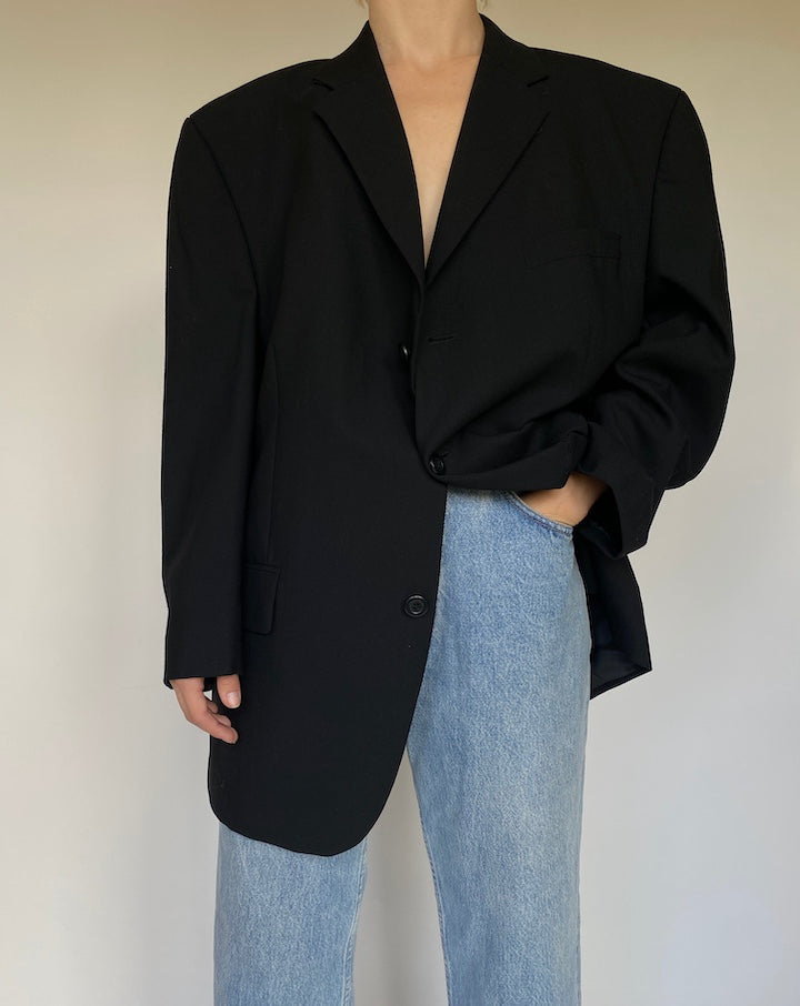 VINTAGE BLACK SINGLE BREASTED BLAZER 3095