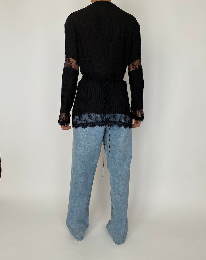 VINTAGE PLEATED BLACK TOP 2417