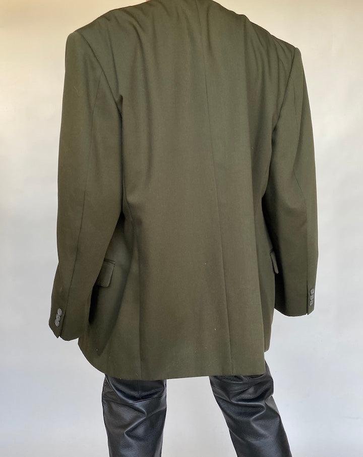VINTAGE OVERSIZED DARK GREEN BLAZER 415