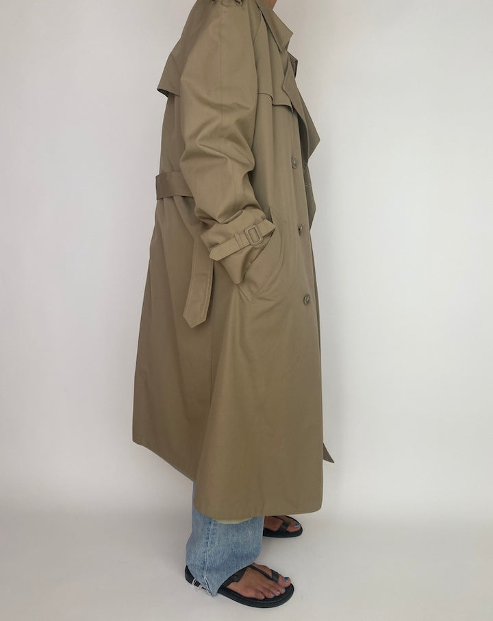 VINTAGE OVERSIZED LONG BEIGE TRENCH COAT 2988