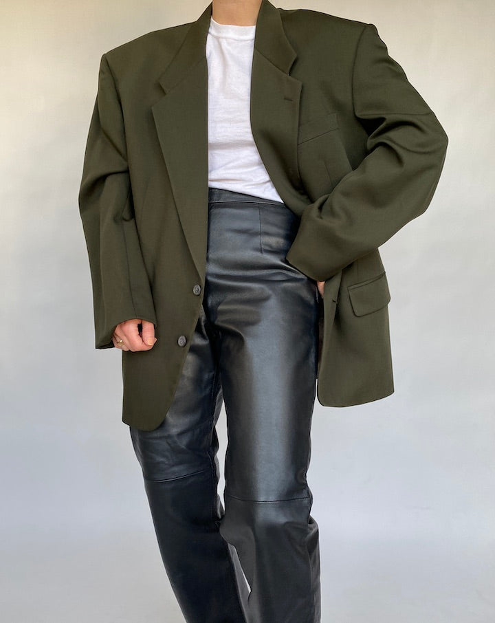VINTAGE OVERSIZED DARK GREEN BLAZER 415