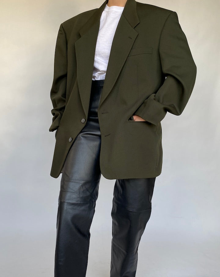 VINTAGE OVERSIZED DARK GREEN BLAZER 415