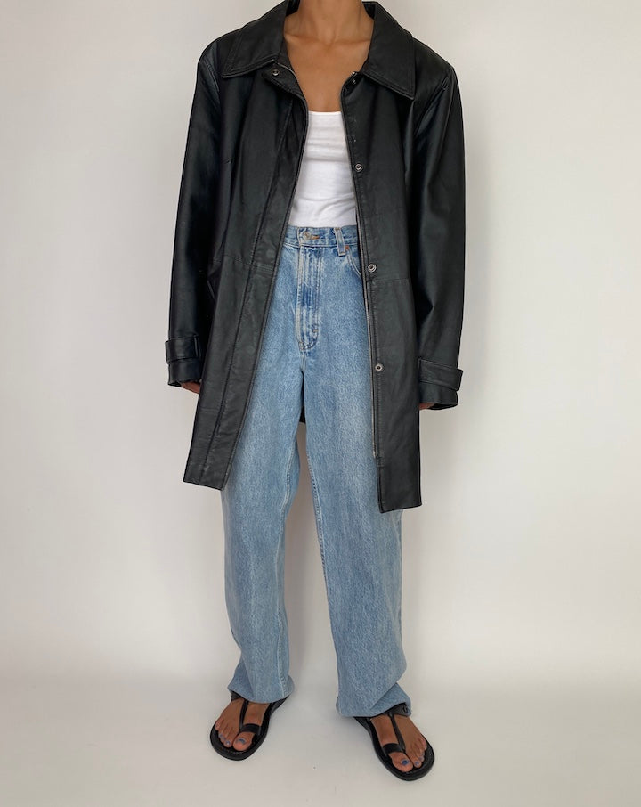 VINTAGE OVERSIZED BLACK LEATHER JACKET 2990