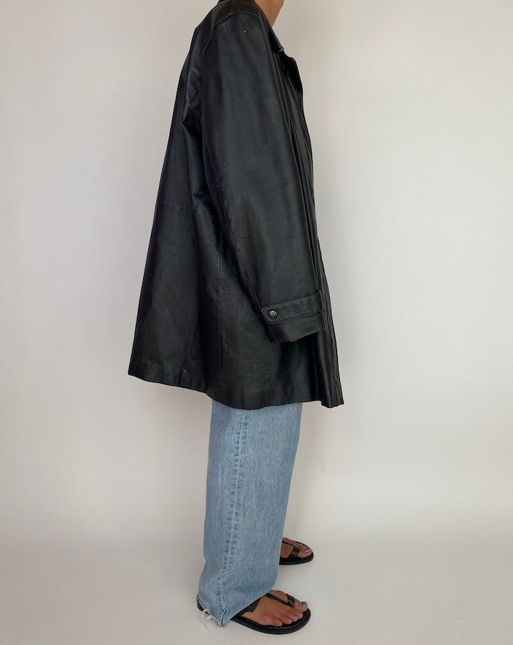 VINTAGE OVERSIZED BLACK LEATHER JACKET 2990