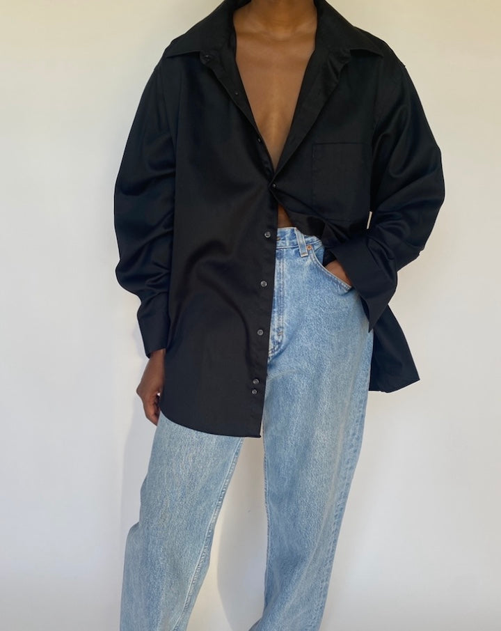 VINTAGE BLACK BUTTON DOWN SHIRT 3745