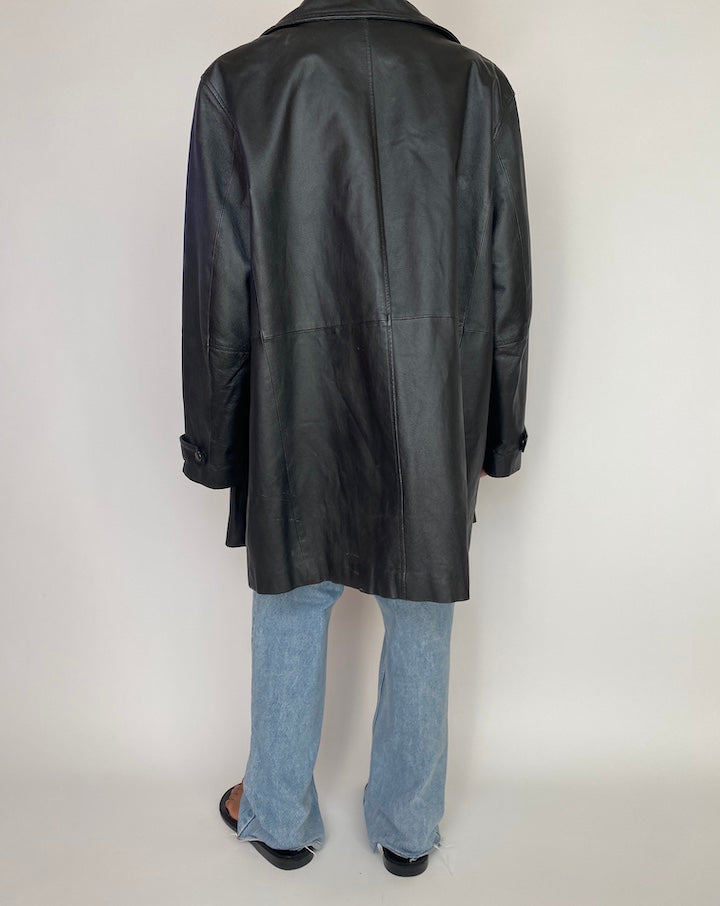 VINTAGE OVERSIZED BLACK LEATHER JACKET 2990