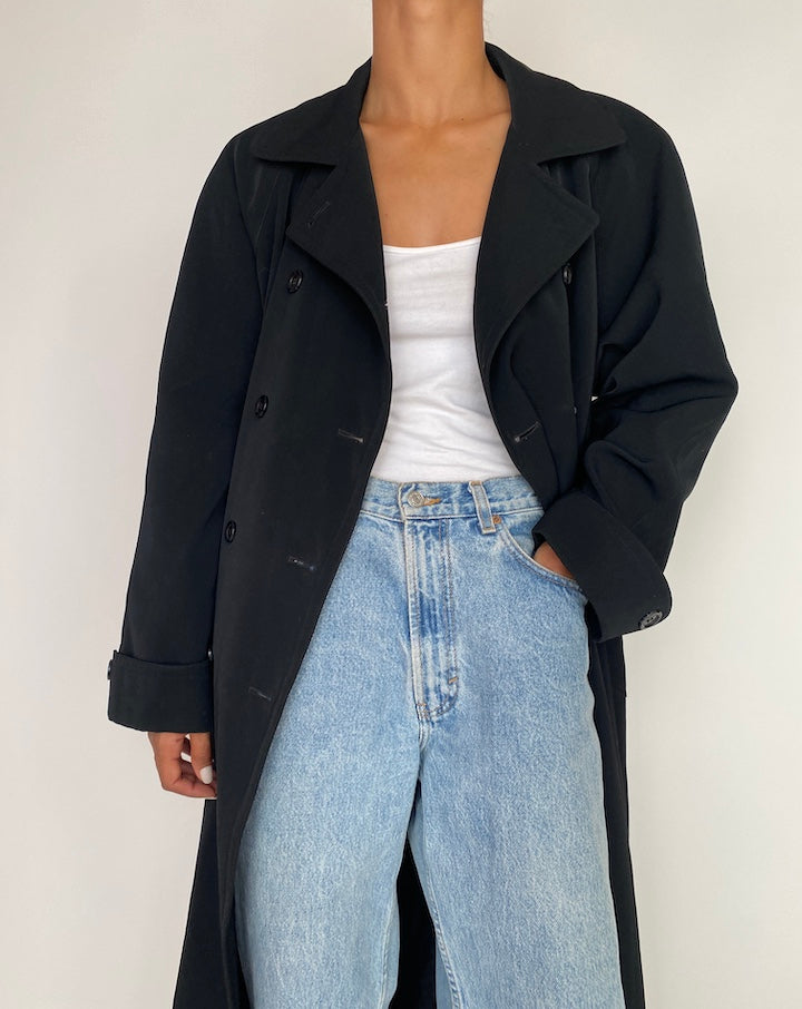 VINTAGE OVERSIZED BLACK LONG COAT 2991