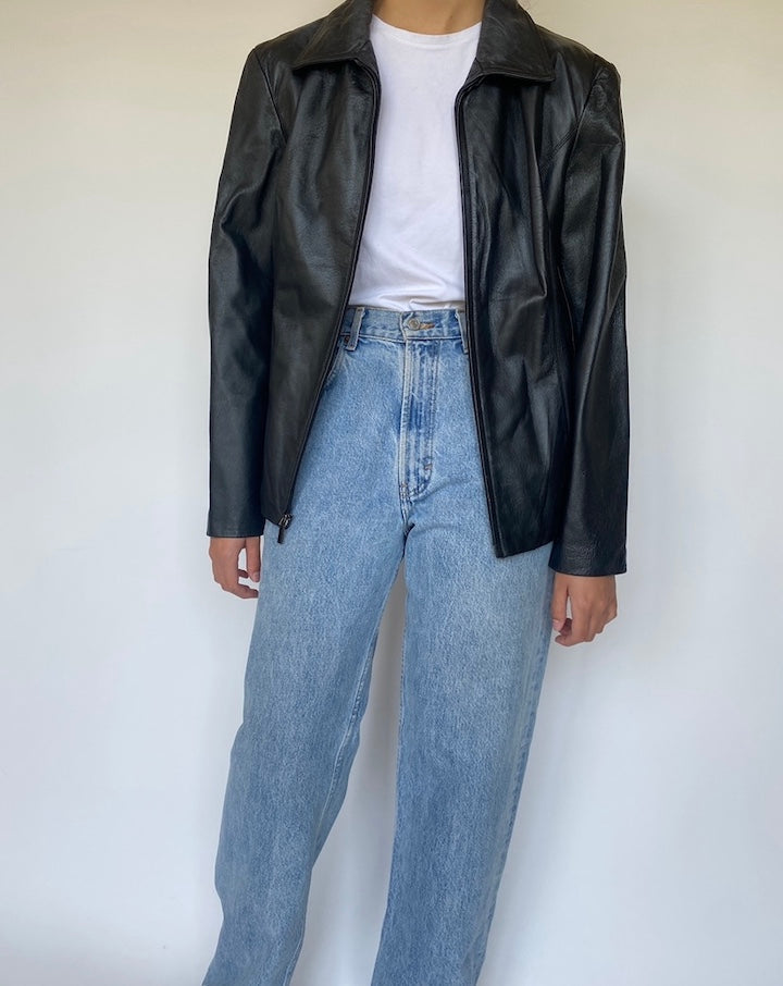 VINTAGE BLACK LEATHER JACKET 3375