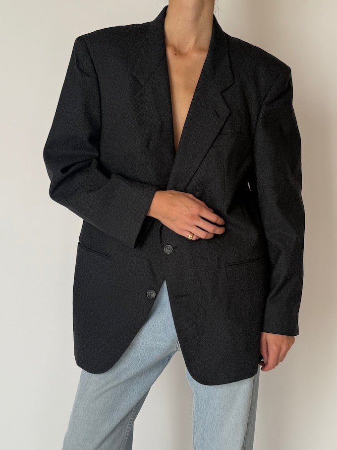 Vintage Charcoal Oversized Blazer 6646