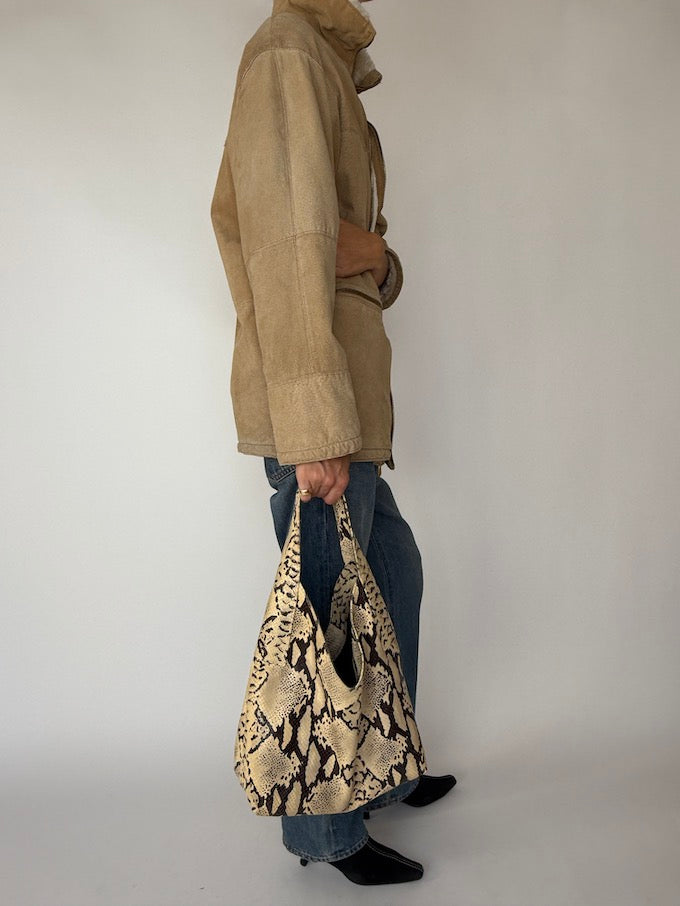 Vintage Beige Suede Leather Jacket 4496