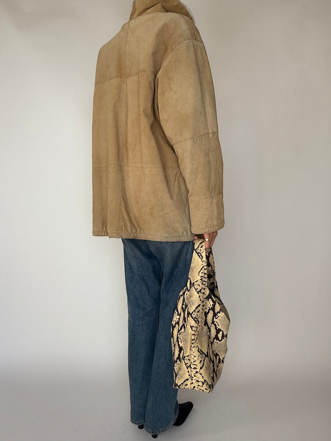 Vintage Beige Suede Leather Jacket 4496
