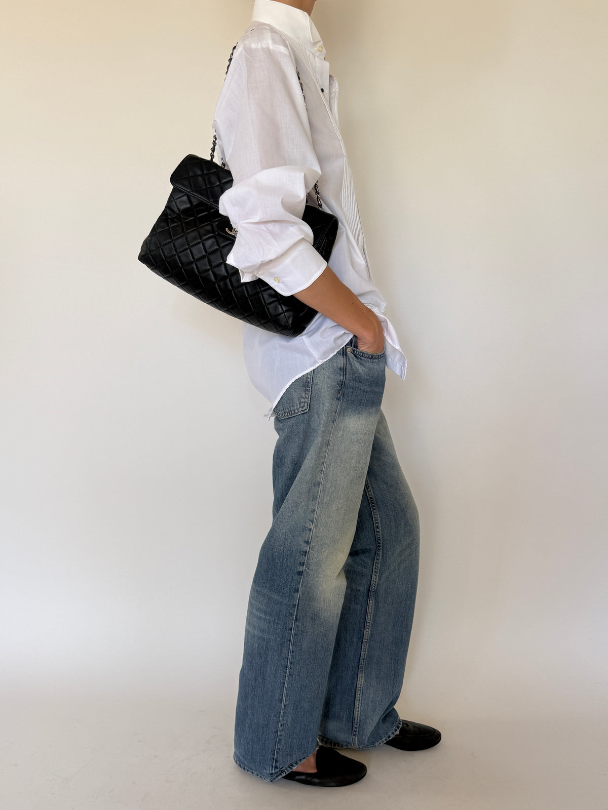 Vintage Pleated Tuxedo Shirt White 8043