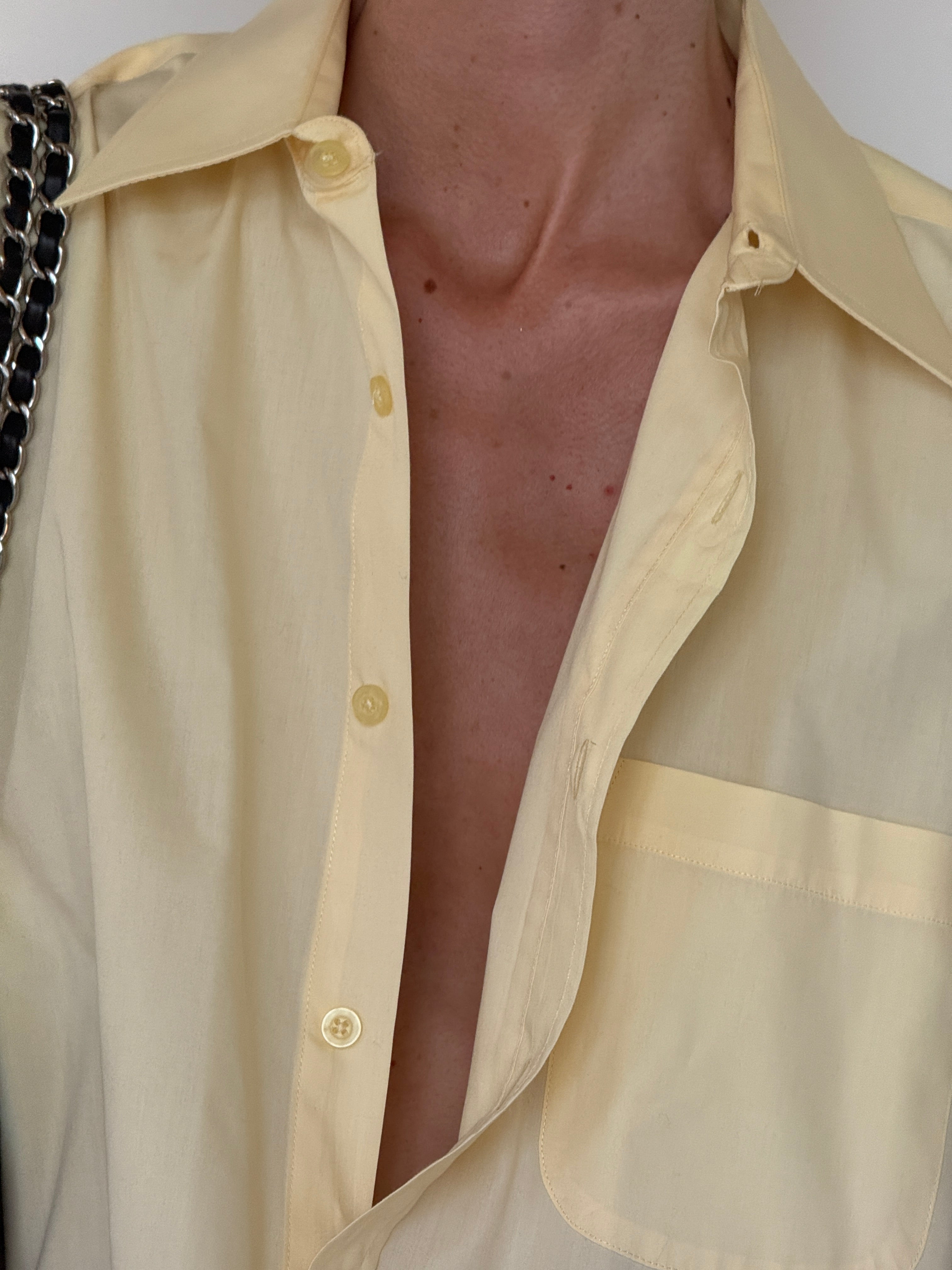 Vintage butter yellow cotton blend fabric close-up