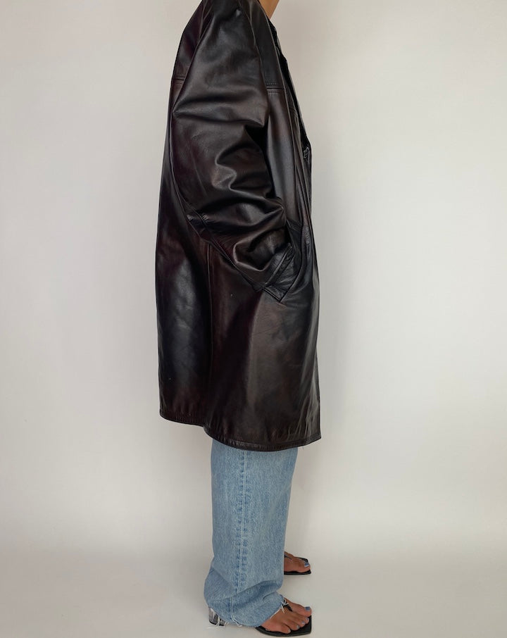 VINTAGE OVERSIZED BLACK LEATHER JACKET 2997