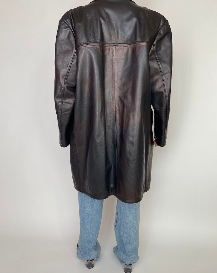VINTAGE OVERSIZED BLACK LEATHER JACKET 2997