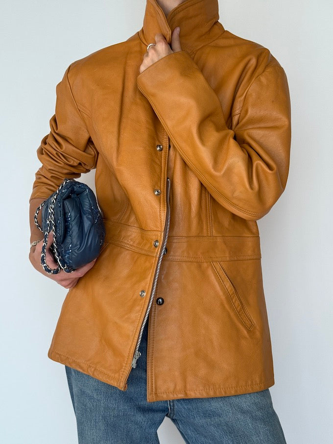 Vintage Beige Leather Jacket 5077