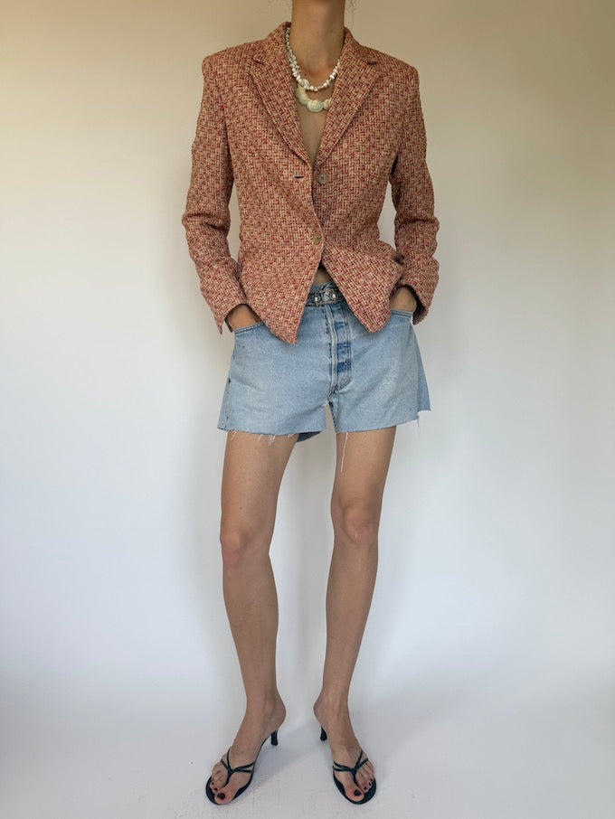 Vintage Tweed Blazer Red & Cream 6338