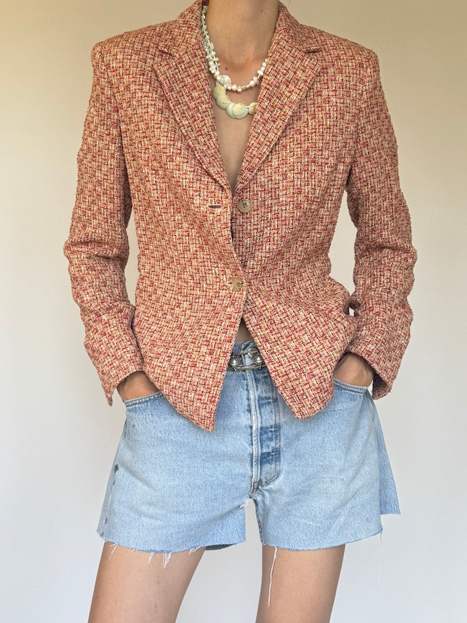 Vintage Tweed Blazer Red & Cream 6338