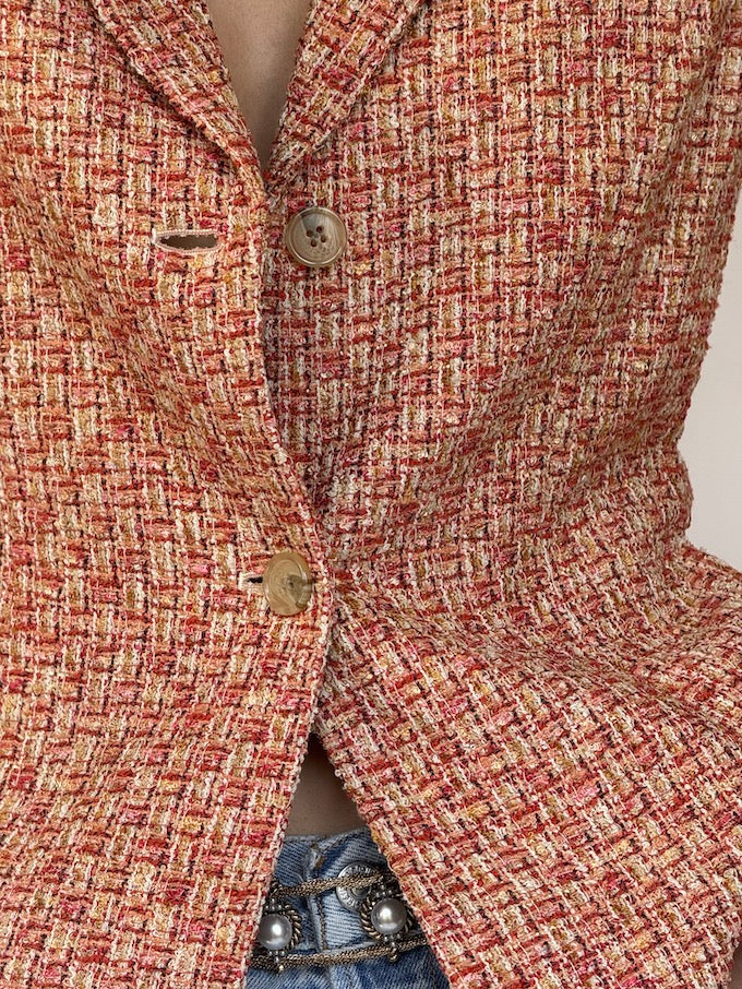 Vintage Tweed Blazer Red & Cream 6338