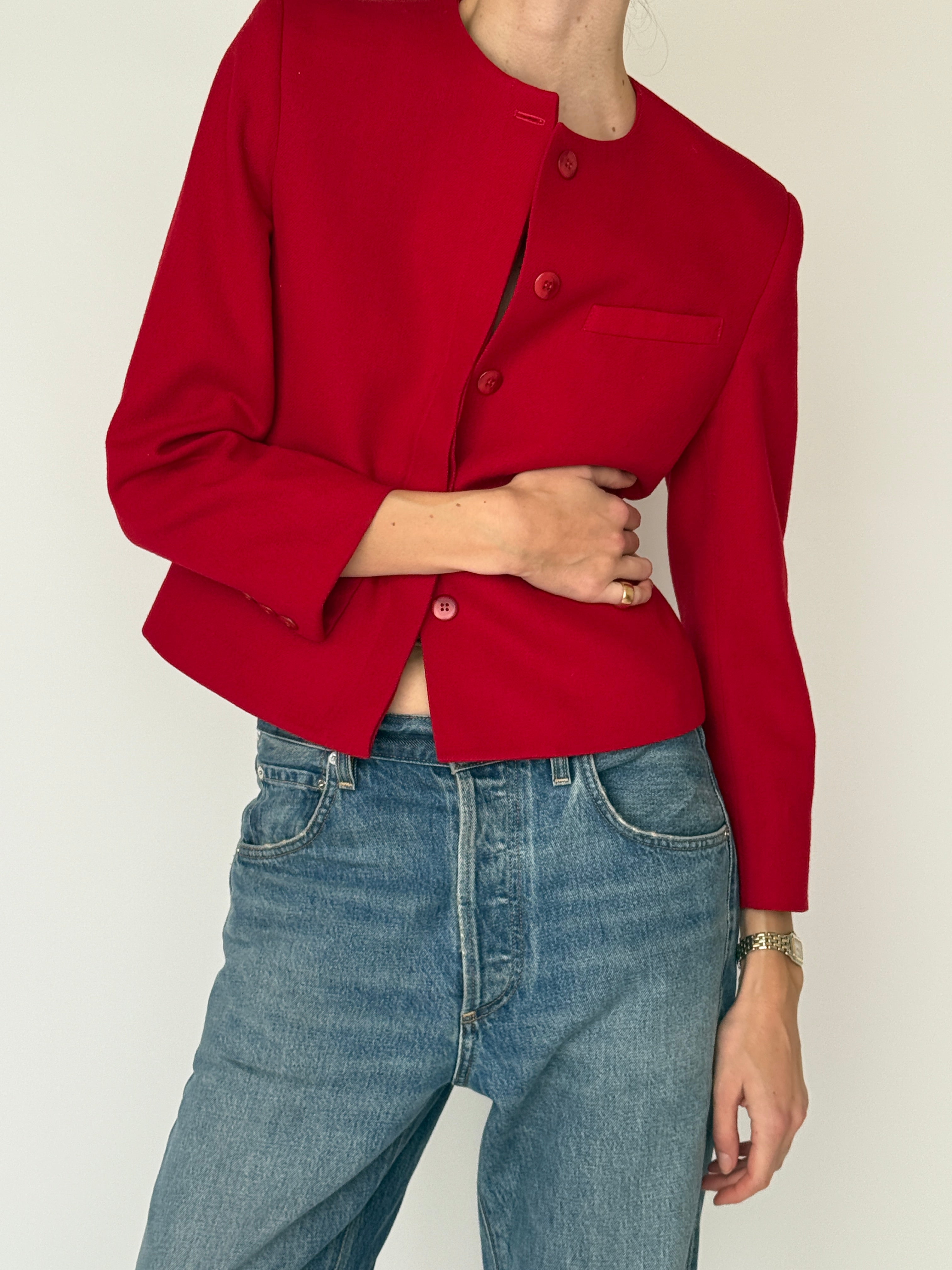 Vintage red blazer button detail