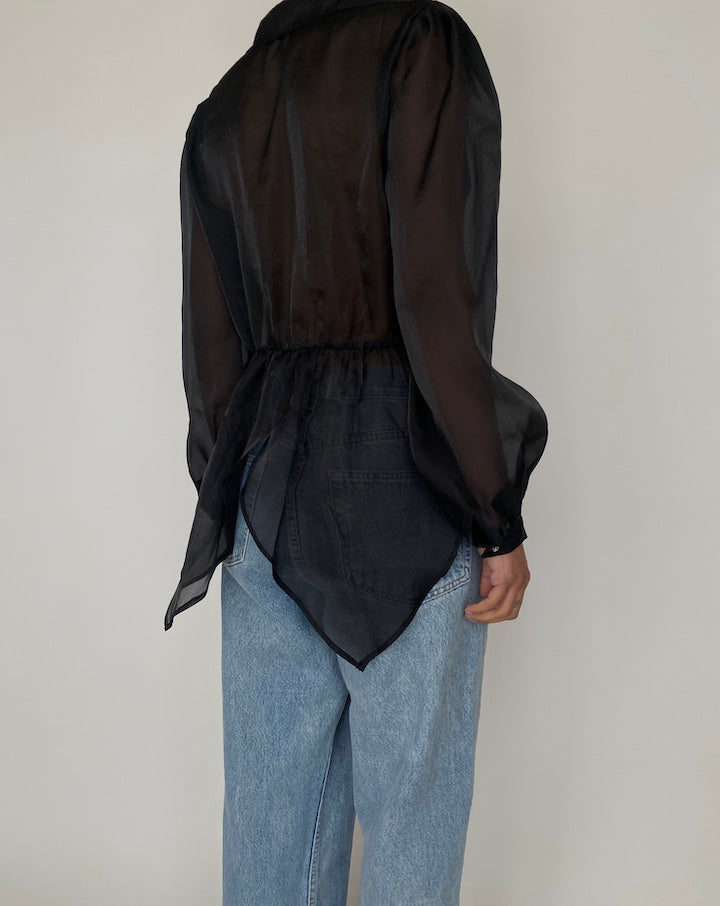 VINTAGE SHEER BLACK BLOUSE 2432