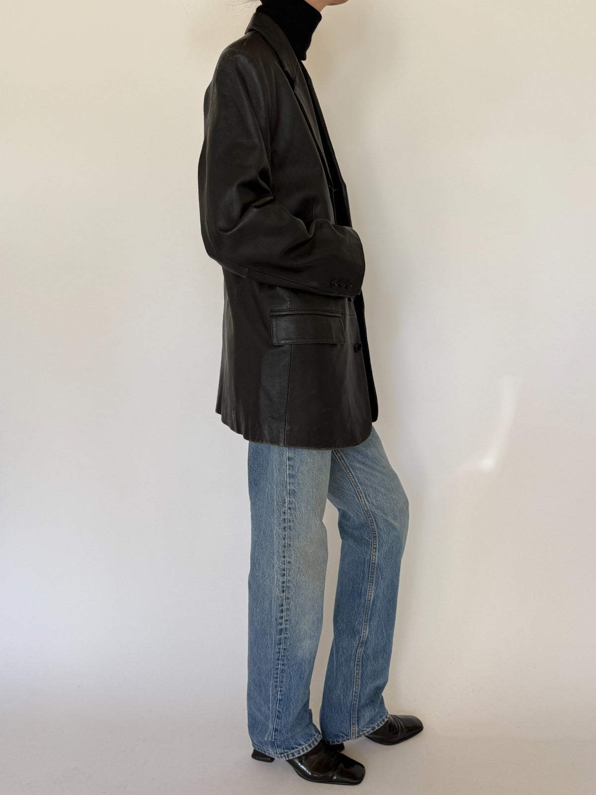 Vintage black leather blazer