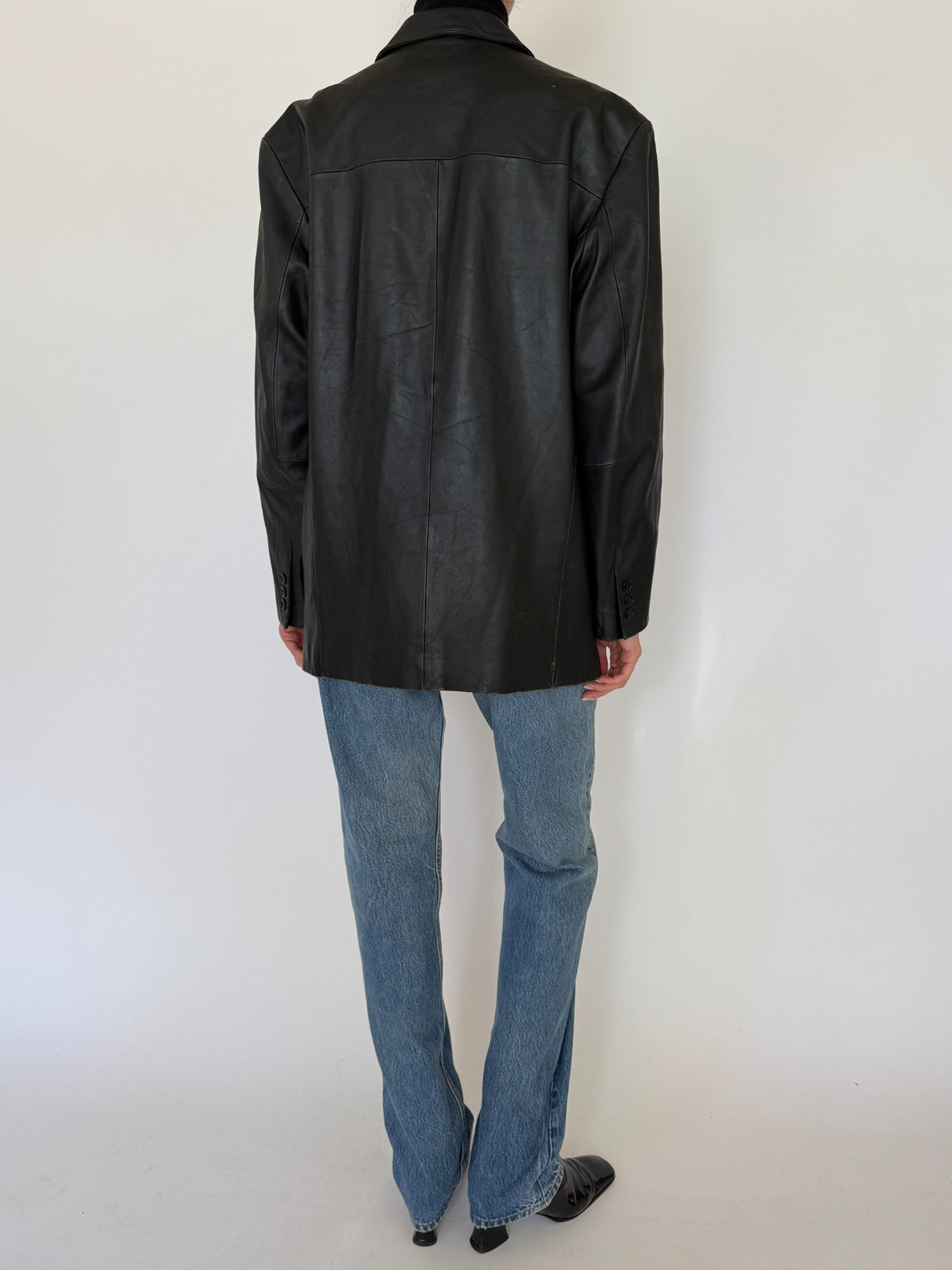 Vintage black leather blazer 