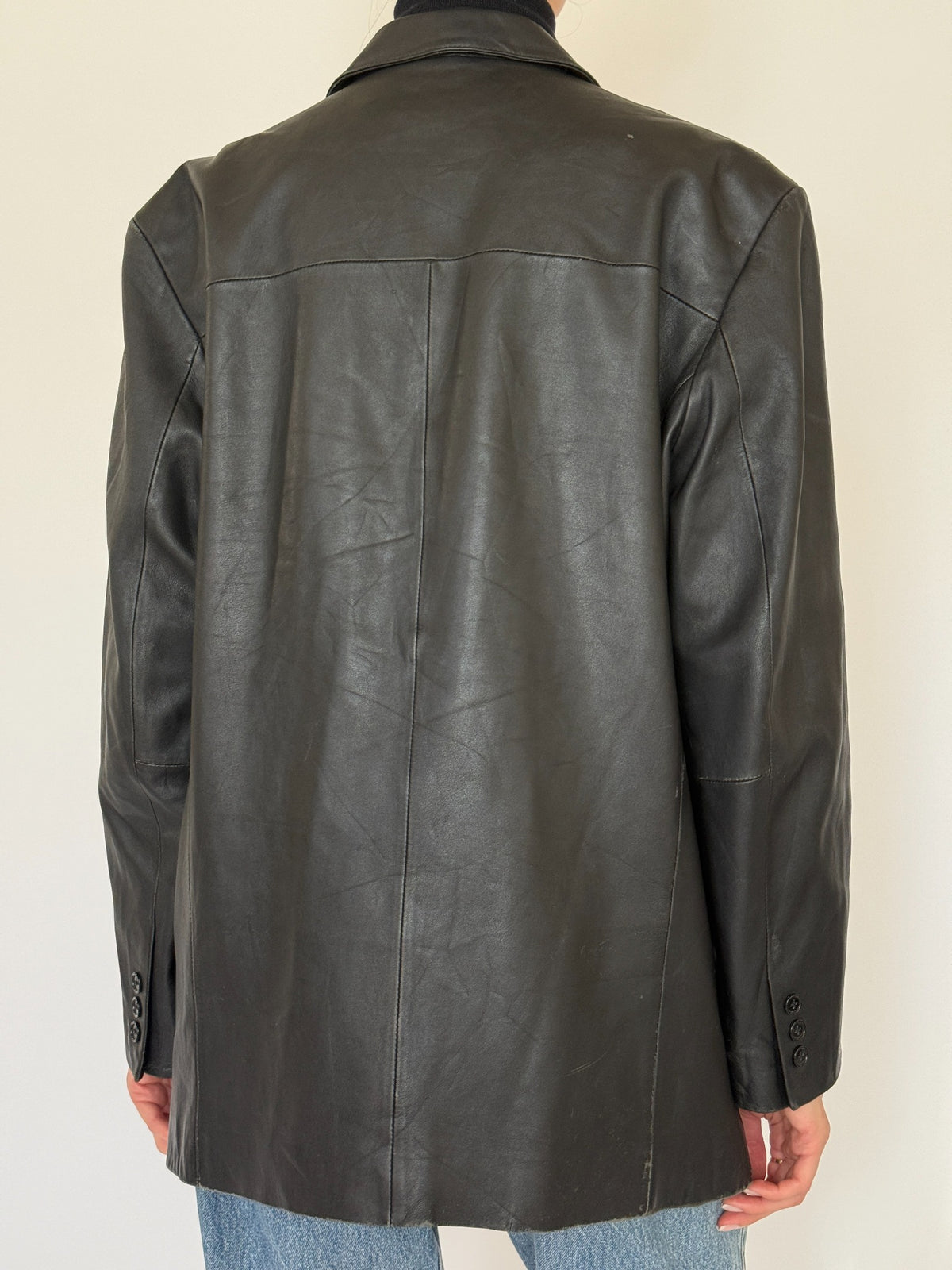 Vintage black leather blazer