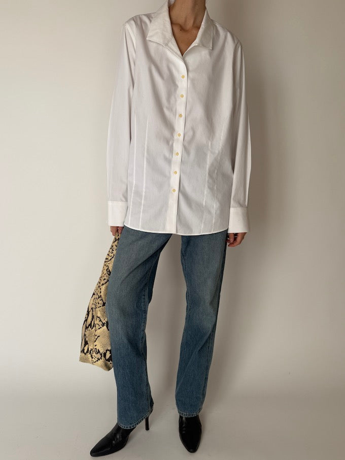 Vintage 100% Cotton Button-Up Shirt White 6652