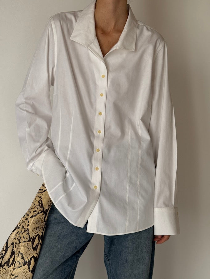 Vintage 100% Cotton Button-Up Shirt White 6652