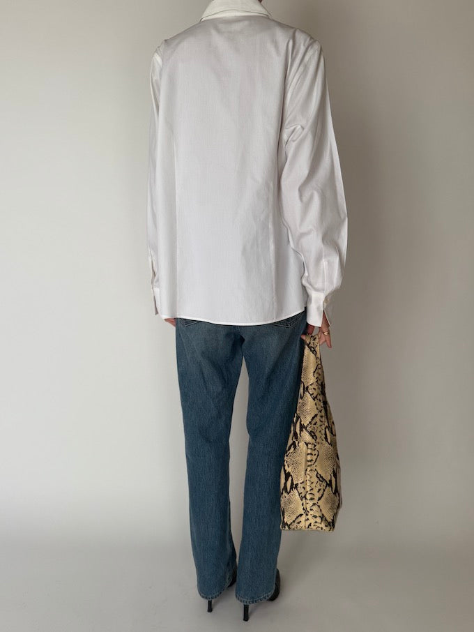 Vintage 100% Cotton Button-Up Shirt White 6652