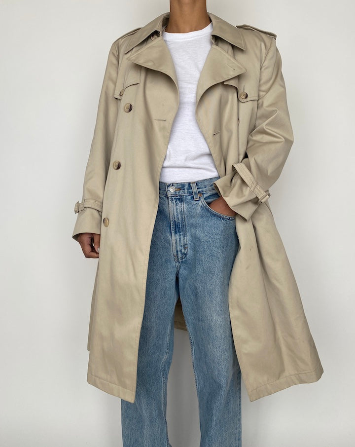 VINTAGE OVERSIZED LIGHT BEIGE TRENCH COAT 2436