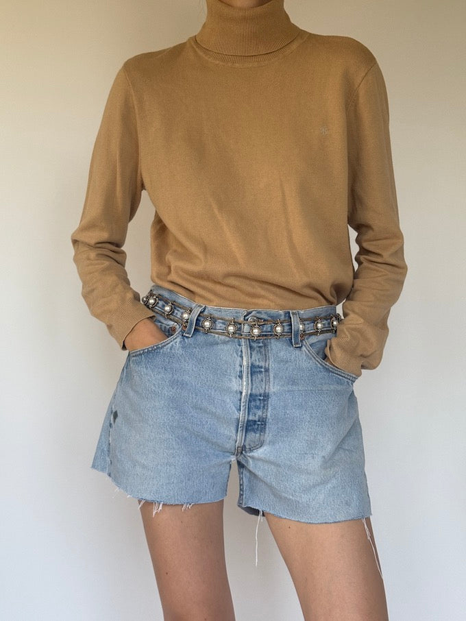 Vintage classic Ralph Lauren cotton turtleneck camel