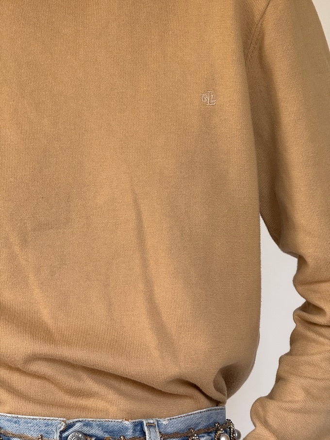Vintage classic Ralph Lauren cotton turtleneck camel