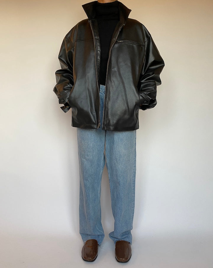 VINTAGE OVERSIZED FAUX LEATHER JACKET 1645