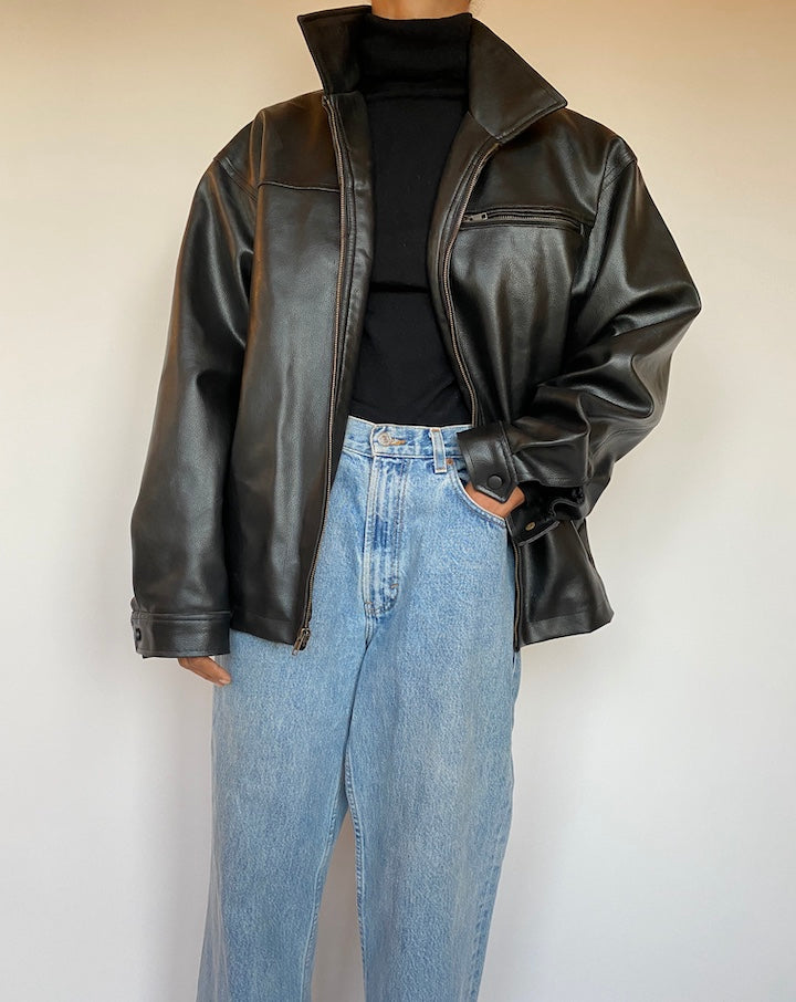VINTAGE OVERSIZED FAUX LEATHER JACKET 1645