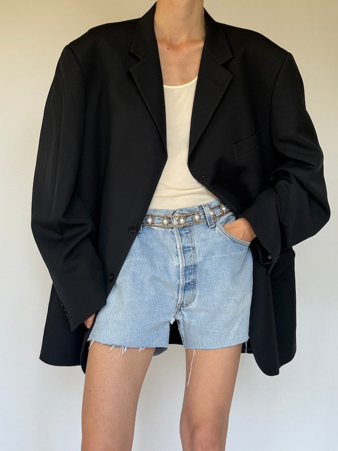 Vintage oversized blazer in a wool blend black 5436