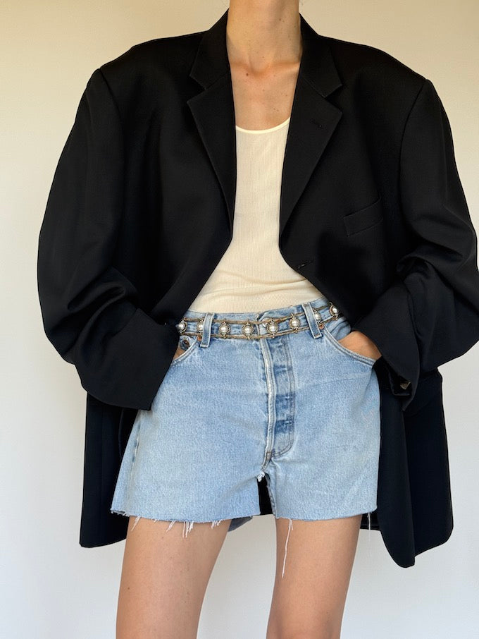 Vintage oversized blazer in a wool blend black 5436