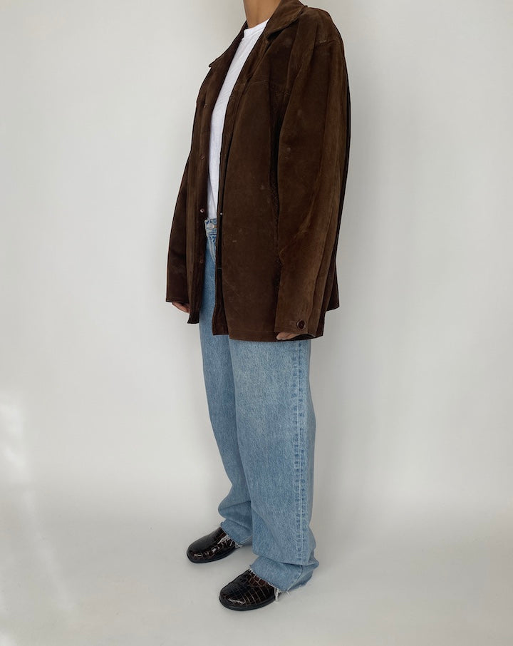 VINTAGE DARK BROWN SUEDE LEATHER JACKET 2438