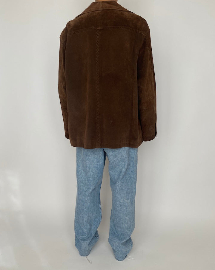 VINTAGE DARK BROWN SUEDE LEATHER JACKET 2438
