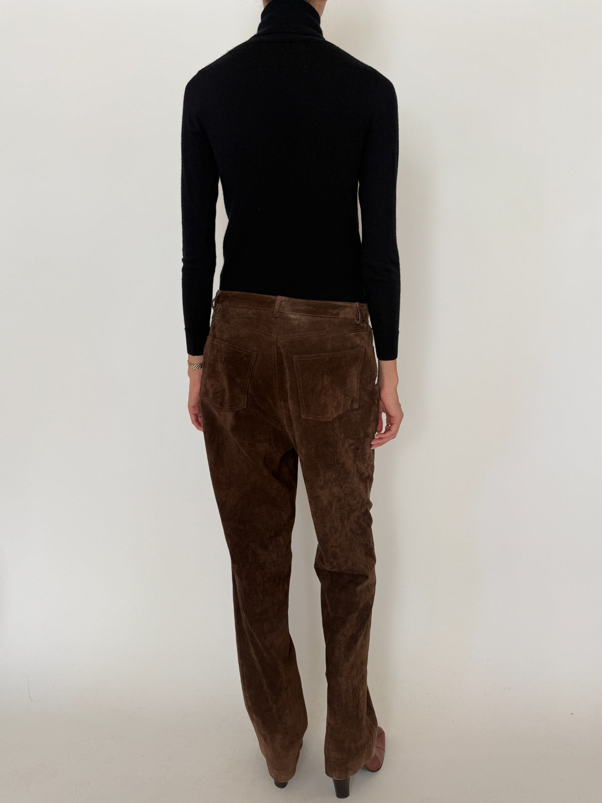 Vintage chocolate brown suede leather pants